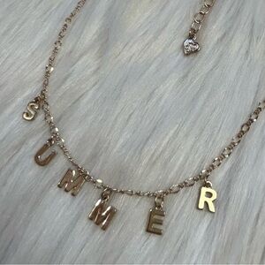 JS Summer name letter gold tone necklace